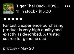 Oud Oil 100% Pure - "Tiger Thai" Oil Perfume