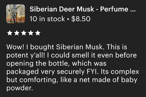 Deer Musk - "Siberian Deer Musk"  Pure Oil Perfume