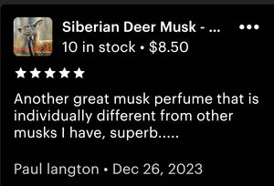 Deer Musk - "Siberian Deer Musk"  Pure Oil Perfume