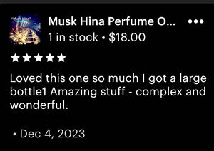 "Musk Hina" Attar/Perfume Oil - 100% Pure & Natural Original Recipe