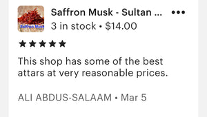 Sultan Fragrances Exclusive Blend  “Saffron Musk” - Pure Perfume Oil