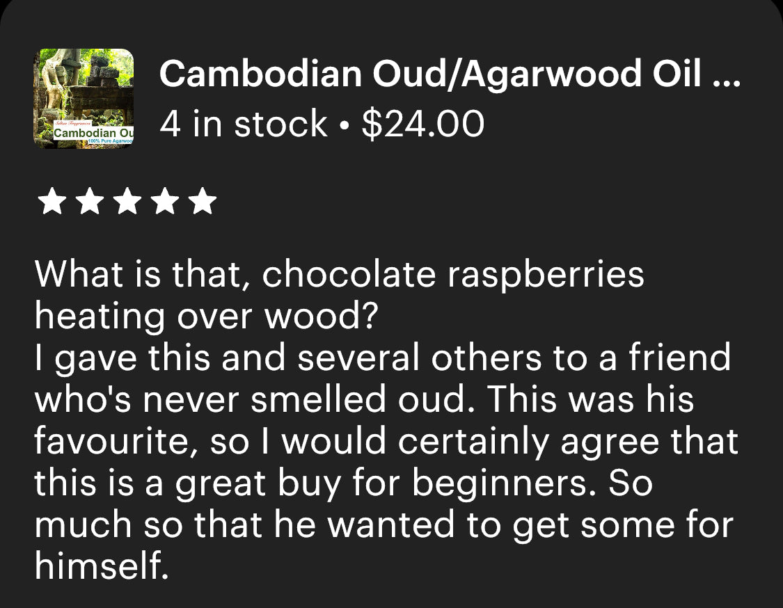 Agarwood Essential oil Koh Kong Cambodia oud 25 Years old 100%pure 12cc A++