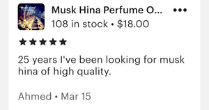 "Musk Hina" Attar/Perfume Oil - 100% Pure & Natural Original Recipe