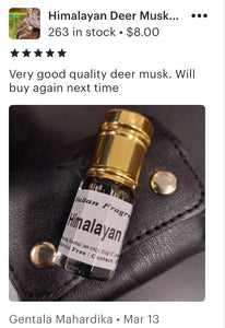 Deer Musk - "Himalayan Deer Musk"  Pure Oil Perfume