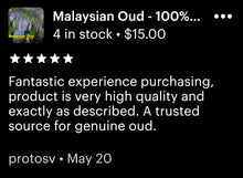 Load image into Gallery viewer, Oud Oil 100% Pure - Malaysian Oud Oil - A+ Grade