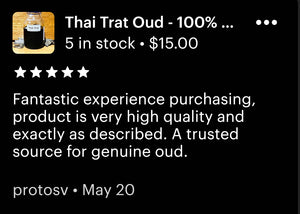 Oud Oil 100% Pure - "Thai Trat" Oil Perfume