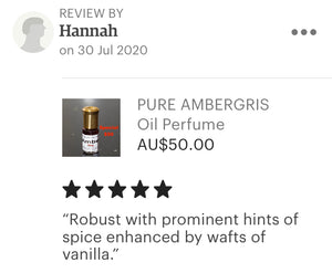 Amber/Ambergris Pure Perfume Oil - "Pure Ambergris Oil" A Grade