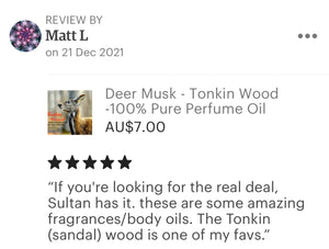 Deer musk - “Tonkin Wood” Pure Perfume Oil
