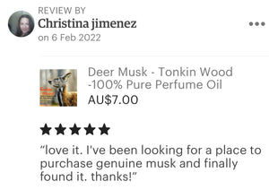 Deer musk - “Tonkin Wood” Pure Perfume Oil