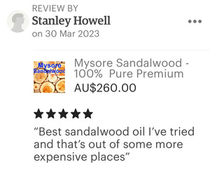 Sandalwood - 100% Pure Mysore Premium Sandalwood Oil