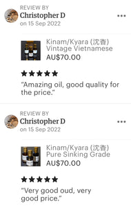 Oud Oil 100% Pure - Kinam / Kyara (沈香) Agarwood/Oud Oil