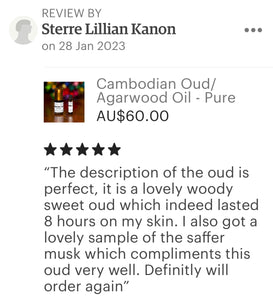 Oud Oil 100% Pure - Cambodian Oud (A Grade)