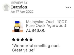 Oud Oil 100% Pure - Malaysian Oud Oil - A+ Grade